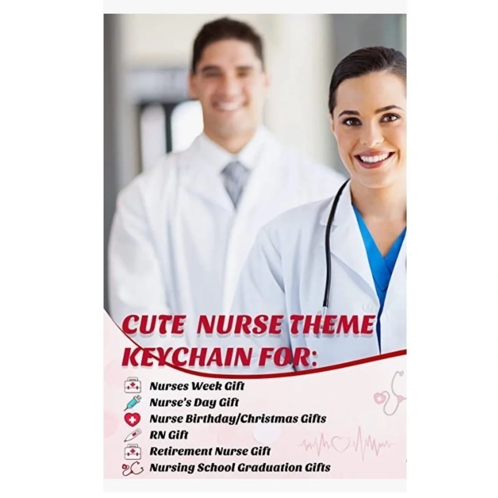 Nurse Keychain Gift Set 3 Pendants with Appreciation Thank You Card RN
